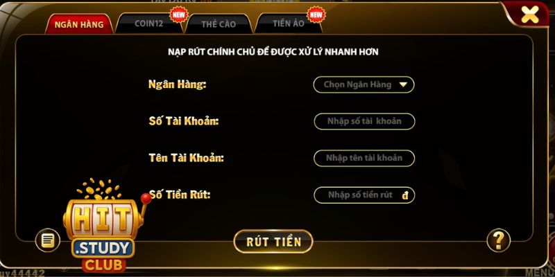 Hướng dẫn rút tiền về tài khoản khi chơi tại Hit Club